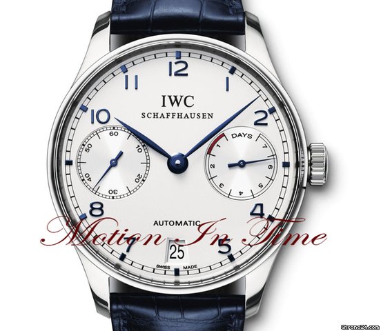 replica IWC PORTUGUESE 7-DAY POWER RESERVE AUTOMATIC SILVER WITH BLUE WATCHES 1 