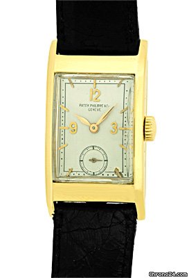 Patek Philippe Vintage Gent's 18K Yellow Gold  Tank Strapwatch