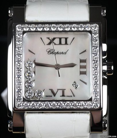 replica Chopard Happy Sport Square Ladies SS/18K White Gold Diamonds WATCHES 1 