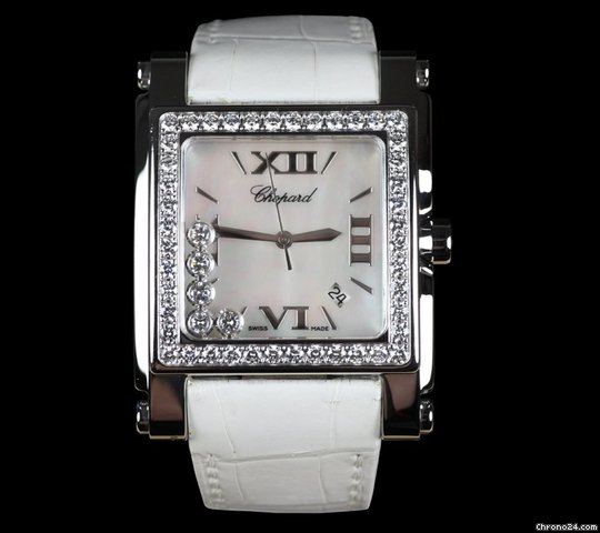 Chopard Happy Sport Square Ladies SS/18K White Gold Diamonds