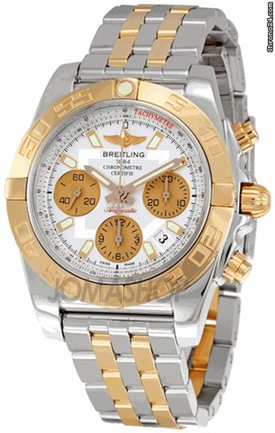 Breitling Chronomat 41 Silver Dial Chronograph Mens Watch CB014012-G713TT
