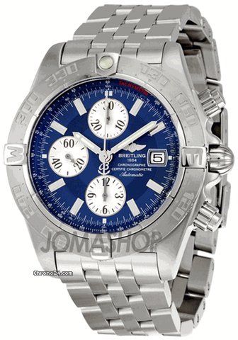 Breitling Galactic Chronograph Blue Dial Stainless Steel Mens Watch A1336410-C645SS