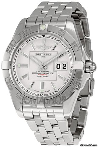 Breitling Galactic 41 Silver Dial Stainless Steel Mens Watch A49350L2-G699SS