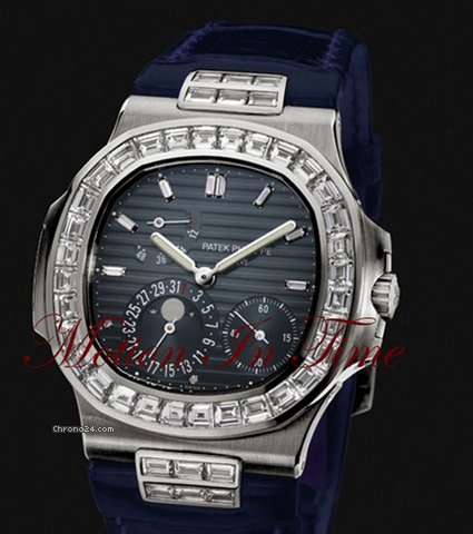 Patek Philippe 5724G NAUTILUS WHITE GOLD BAGUETTE DIAMOND MOONPHASE - RARE