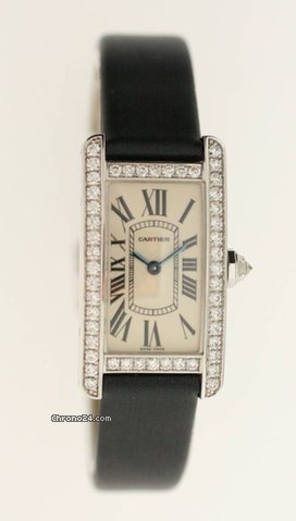 Cartier Tank Americain PM White gold Diamonds