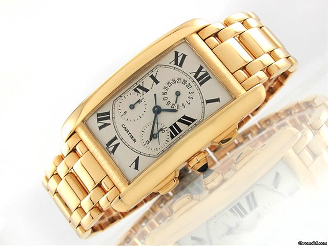 Cartier Herren "TANK AMERICAINE" 750/- Gelbgold Quarz