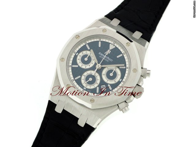 replica Audemars Piguet ROYAL OAK CHRONOGRAPH AUTOMATIC WHITE GOLD "BLUE" EDITION WATCHES 1 