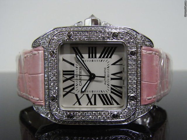 Cartier Santos 100 Midi Diamond Ladies Watch