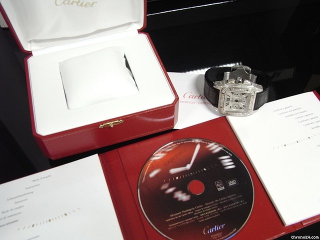 replica Cartier Santos 100 XL Chronograph Diamond Set WATCHES 1 