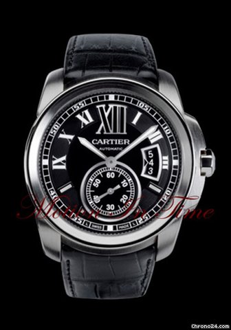 Cartier NEW CALIBRE DE CARTIER MENS STAINLESS STEEL BLACK ON BLACK