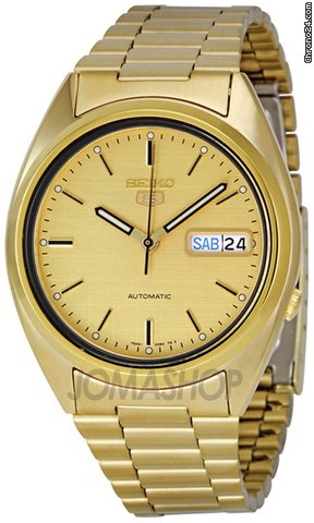 Seiko 5 Gold Tone Automatic Mens Watch SNXL72