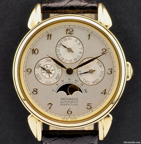 Movado 18k Yellow Gold Moon Phase Perpetual Calendar 40.B3.881