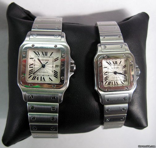 Cartier Santos His Hers Set Ss Date Automatic Es