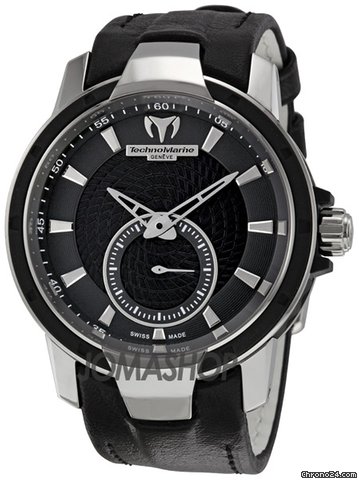 Technomarine UF6 Black Dial Black Leather Strap Ladies Watch 609021