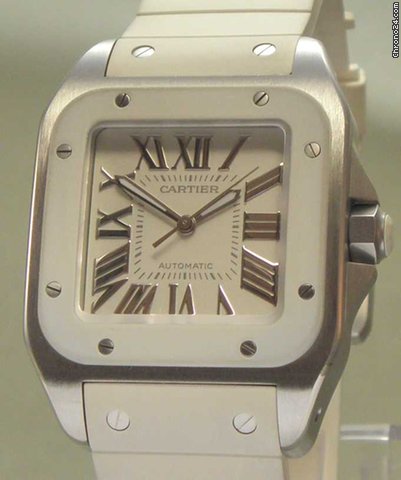 Cartier Santos 100MM Stahl/Kautschuk B&P