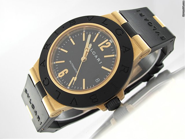 Bulgari Damen "BVLGARI BVLGARI" 750/- Gelbgold / Kautschuc Automatik