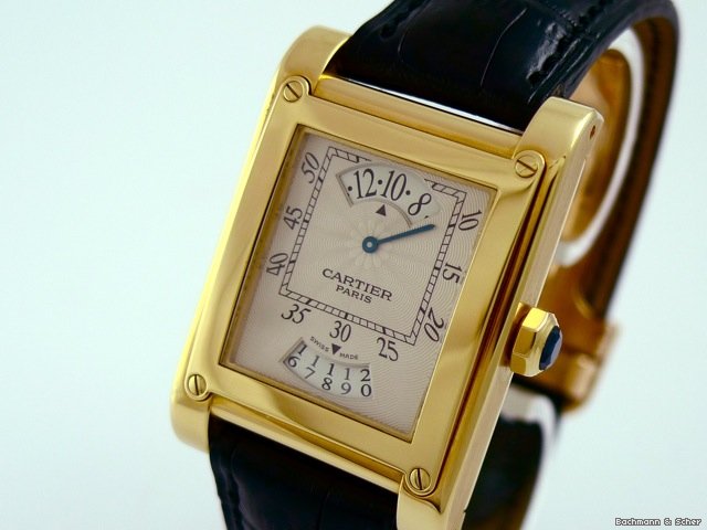 Cartier Tank Privee, 18k Gold, Manual with Digital Hour and Month