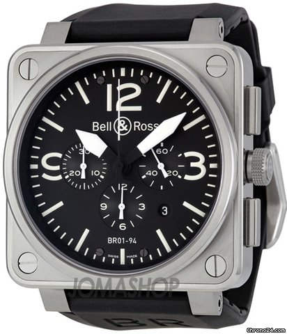 Bell & Ross Black Dial Automatic Chronograph Mens Watch BR0194-BL-ST