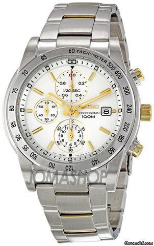 Seiko Silver Dial Chronograph Tachymeter Stainless Steel Mens Watch SNDD07