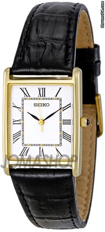 Seiko Dress Black Leather Strap Mens Watch SNF672