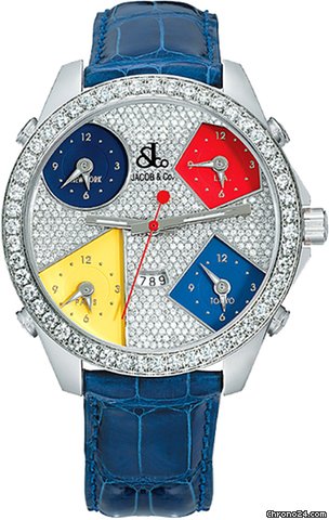Jacob & Co. Five Time Zone - 47mm, 3.25ct Bezel