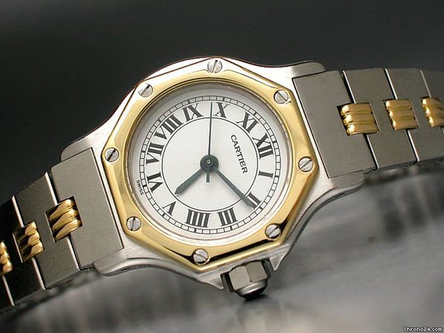 Cartier "Santos Automatique" Edelstahl/Gelbgold