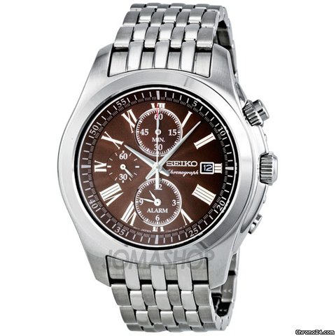 Seiko Chronograph Stainless Steel Brown Dial Mens Watch SNAE51P1