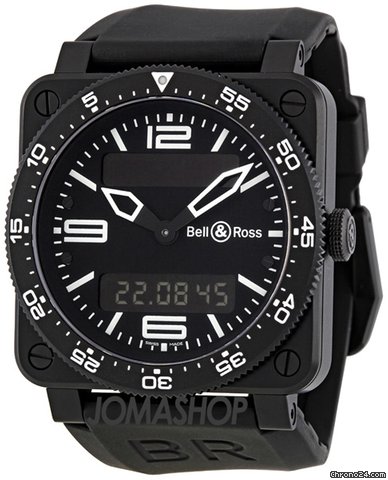 Bell & Ross Type Aviation Black Dial Chrono- Alarm 42MM Mens Watch BR-03-TYPE-AVIATION