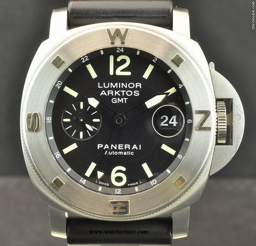 Panerai S/S Black Dial Luminor Arktos GMT B&P Pam00186