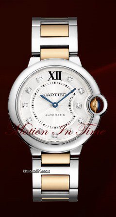 Cartier Ballon Bleu Medium Size - Rose Gold & Steel - Diamond Dial