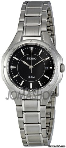 Seiko Black Dial Stainless Steel Quartz Ladies Watch SXDE13