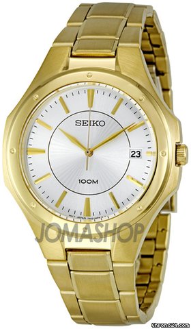 Seiko Silver Dial Gold-tone Stainless Steel Mens Watch SGEF64