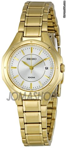 Seiko Silver Dial Gold Tone Stainless Steel Ladies Watch SXDE16