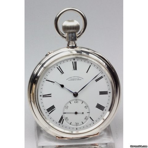 A. Lange & Sohne , DUF,  offene Silber-Beobachtungstaschenuhr