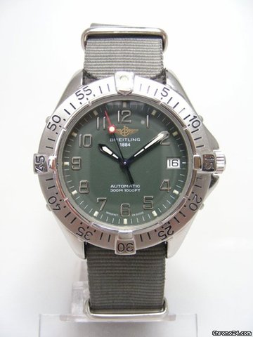 Breitling Colt plongee 300m cadran kaki acier/cuir