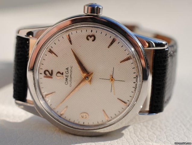 Omega Herrenuhr mit Gewebezifferblatt - Edelstahl Automatic