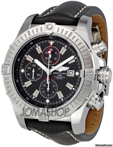 Breitling Super Avenger Black Dial Chronograph Mens Watch A1337011-B907BKLD