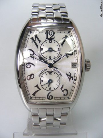 Franck Muller Master Banker GMT trois fuseaux horaires complet acier