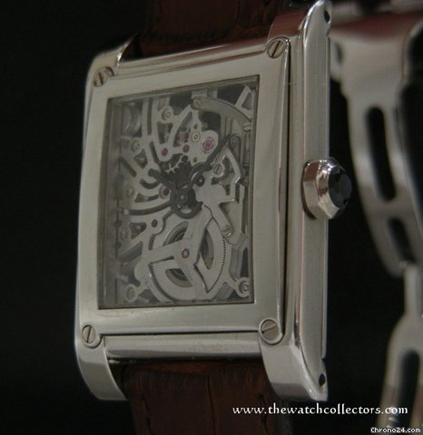 Cartier Limited Edition Collection Privee Paris "Tank o vis Platinium Skeleton" Ref.2772 Full Set