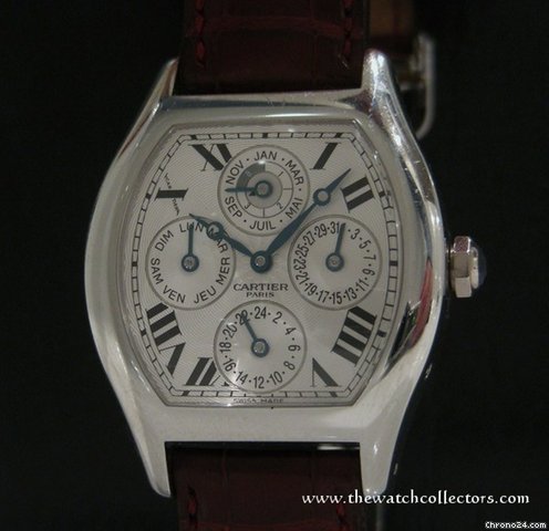 Cartier Tortue Platinum Perpetuel Calendar Dual Time "Collection Privee Paris" Full Set