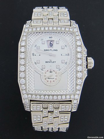 Breitling 18k White Gold Bentley Flying B Full Diamond