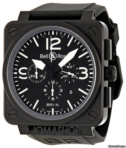 Bell & Ross Aviation Black Dial Chronograph Automatic 46MM Mens Watch BR01-94-CB