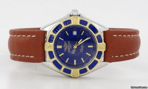 Breitling Lady J Stahl Gold mit Lederband