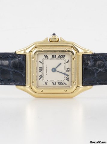 Cartier Panthere Damenuhr in 18k Gelbgold mit Lederband