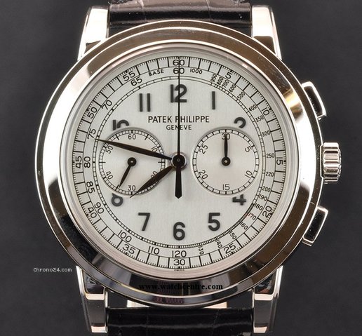 Patek Philippe 18k White Gold Silver Dial Chronograph B&P 5070G
