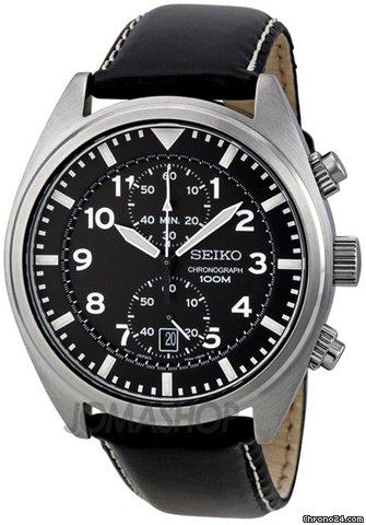 Seiko Black Dial Stainless Steel Chronograph Mens Watch SNN231P2