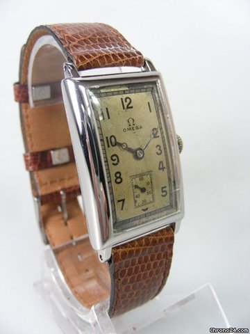 replica Omega Rectangulaire vintage annee 1930's galbee acier/cuir WATCHES 1 