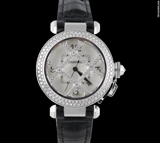 Cartier Pasha 18K White Gold Diamonds Grid Limited Edition
