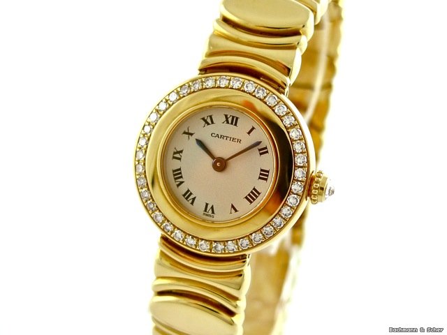 Cartier Colisee Ladies Watch, 18k Yellow Gold, Diamond Set Bezel