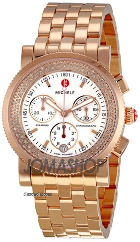 Michele Sport Sail Rose Gold Plated Steel Ladies Chronograph Watch MWW01C000059